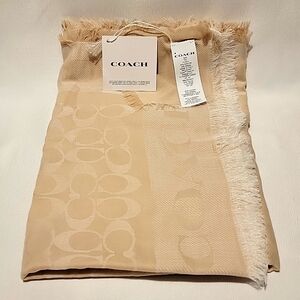 Coach F41814 67% Cotton, 33% Modal Signature 'C' Wrap in Oatmeal - Beige
